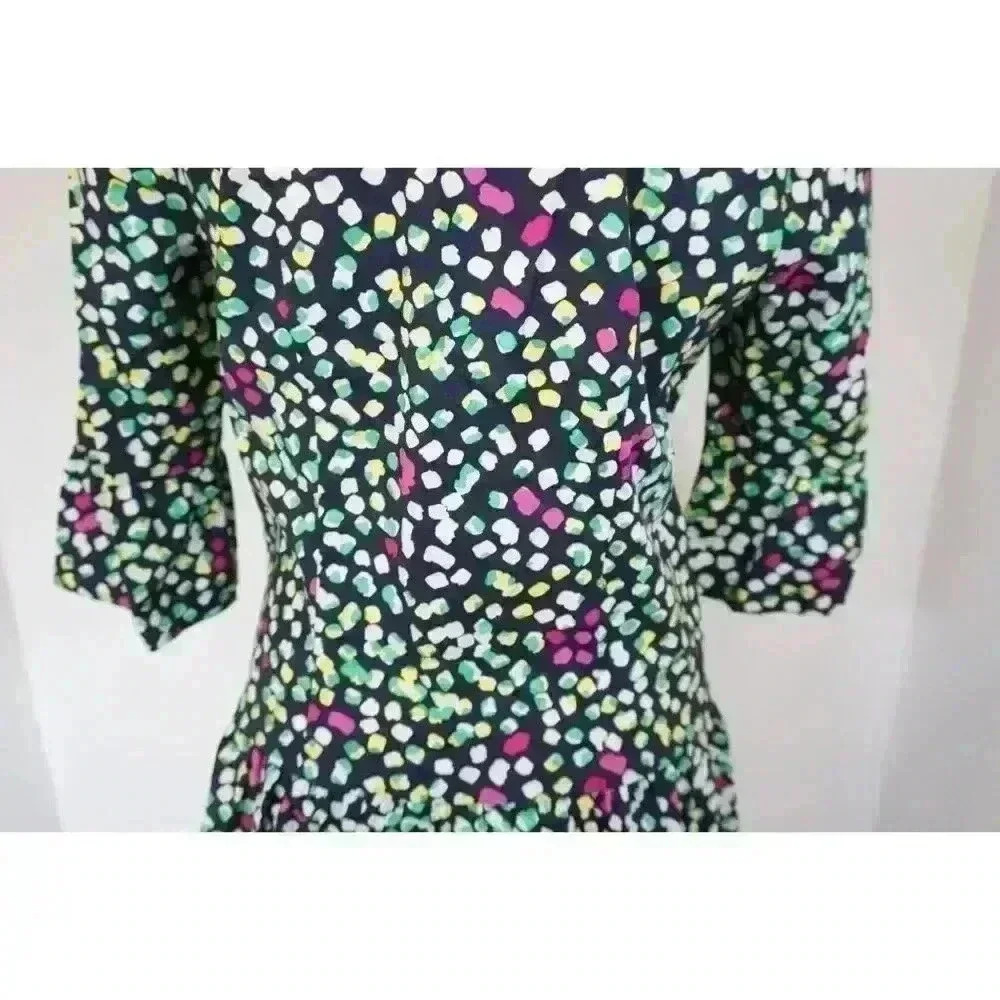DKNY Drop Waist Printed Cotton Poplin Shirt Dress - Size 10 - Picture 12 of 16